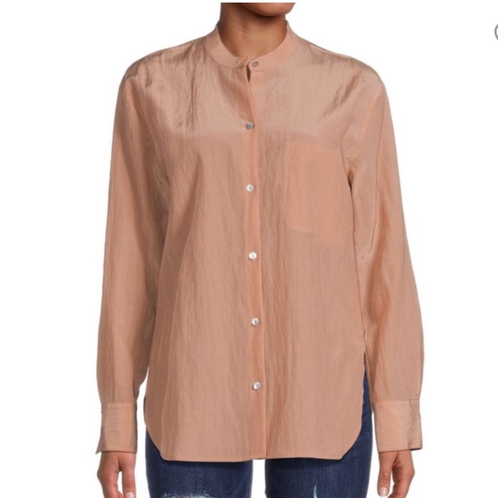 Vince Bishop Collar Cupro Blend Shirt Terra Rose‎ XS